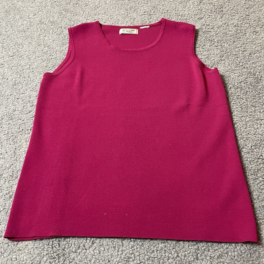 Lot Of 2 Tank Tops Womens Sz S Fuchsia Knit Green Chiffon Casual Career Classic - Picture 10 of 16